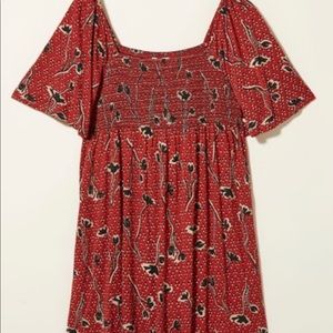 Elegant Red Floral Midi Dress